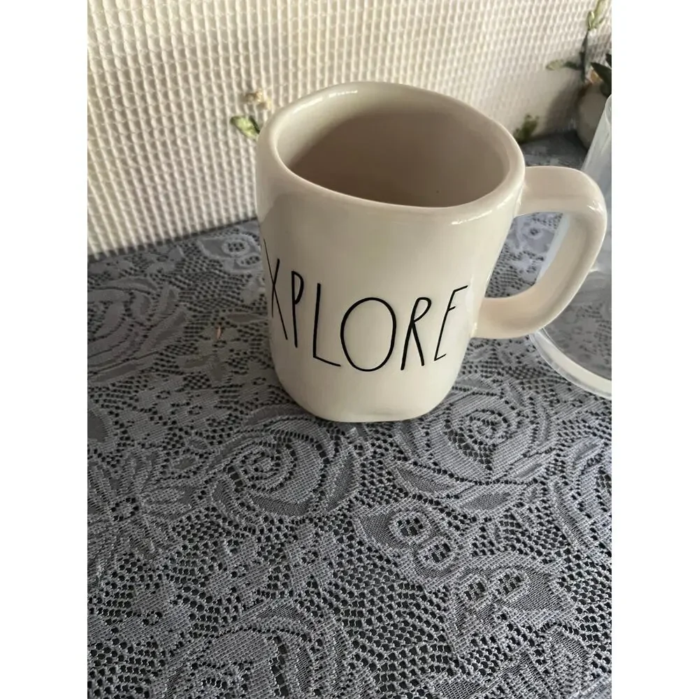 Rae Dunn Mug Lot of 3 EXPLORE Ceramic Plus WARM COZY Glass Mugs by Magenta